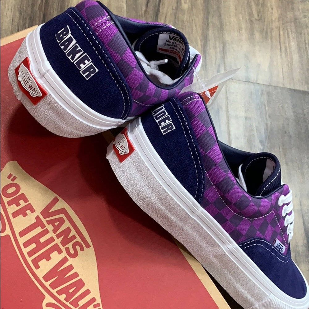 VANS ERA PRO BAKER KADER/Purple Checkerboard Men’s - Picture 8 of 16